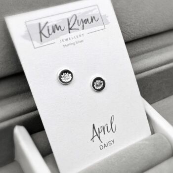 Sterling Silver Birth Flower Stud Earrings