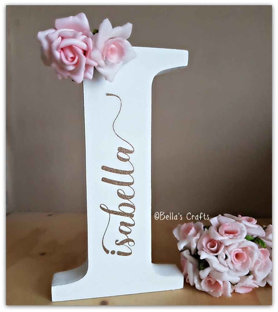 Personalised free-standing letter with sparkly name