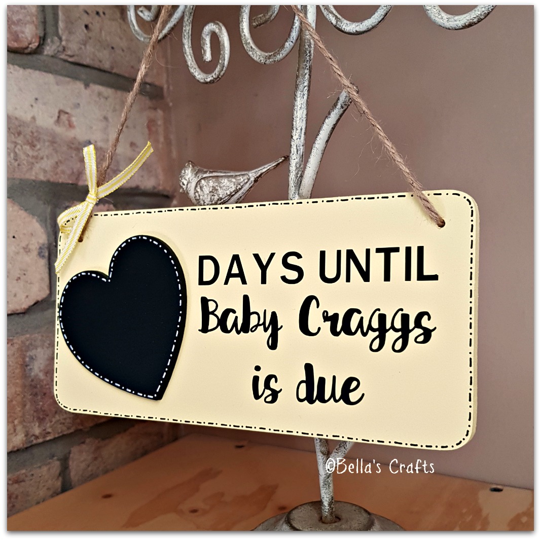 Baby countdown plaque with chalkboard heart