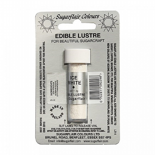 Sugarflair - Lustre Dust-Craft Dusting Colours-Ice White