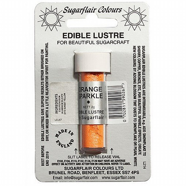 Sugarflair-Lustre Dust-Craft Dusting Colours-Orange Sparkle