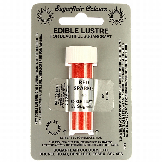 Sugarflair-Lustre Dust-Craft Dusting Colours-Red Sparkle