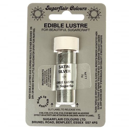 Sugarflair-Lustre Dust-Craft Dusting Colours-Satin Silver