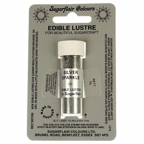 Sugarflair-Lustre Dust-Craft Dusting Colours-Silver Sparkle
