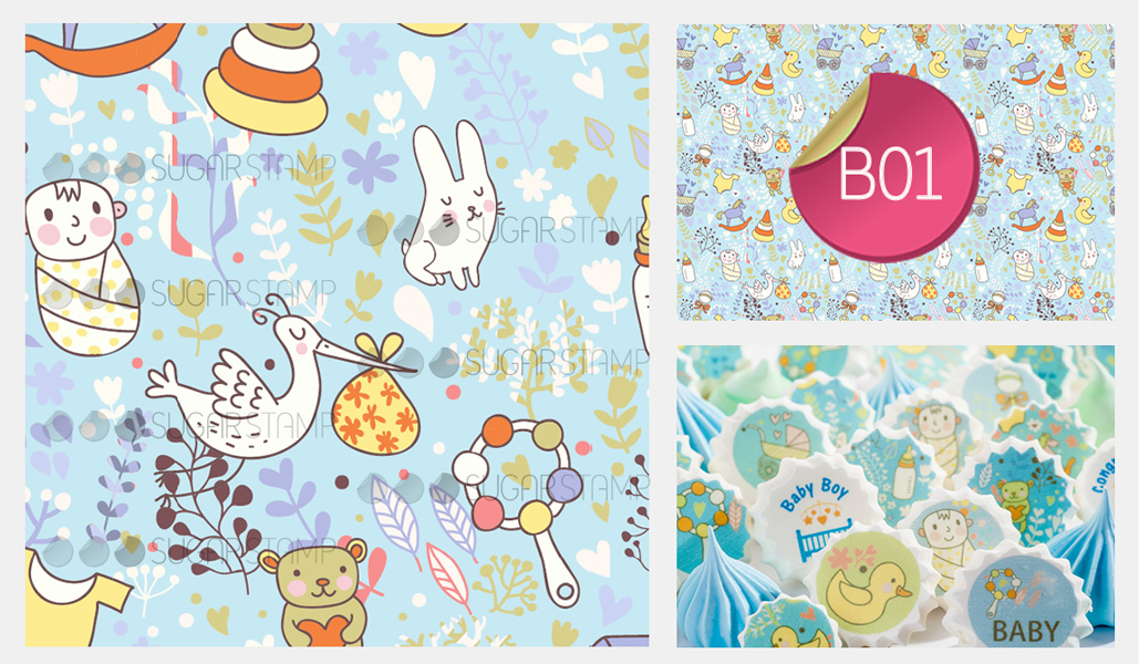 Sugar Stamp Sheet - Baby Blue