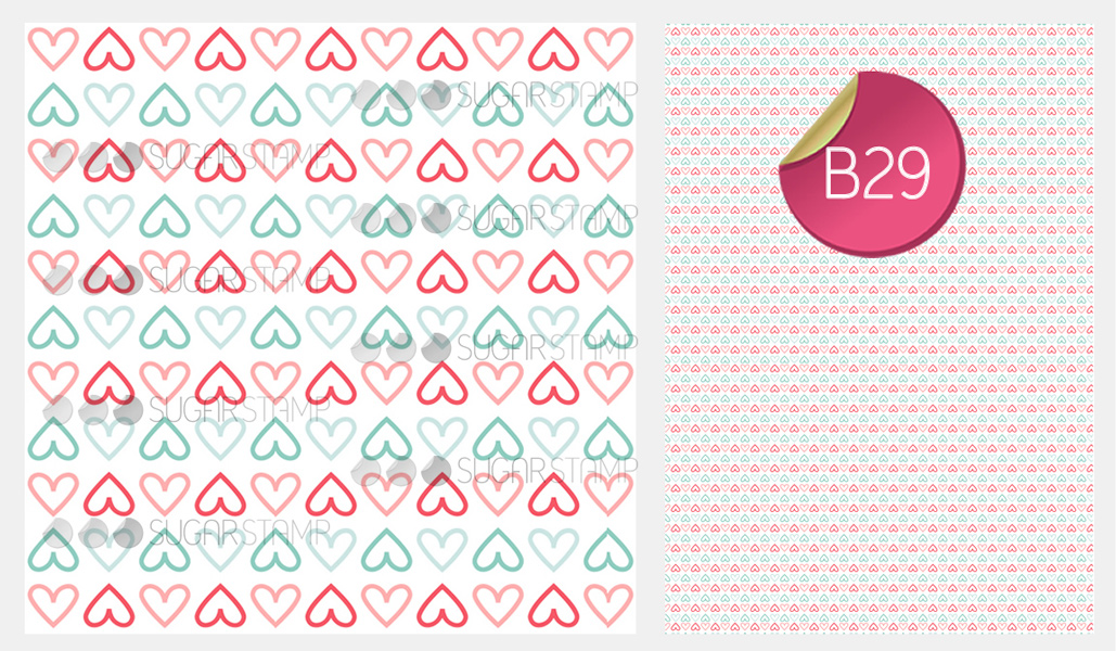 Sugar Stamp Sheet - Pattern Hearts Outline