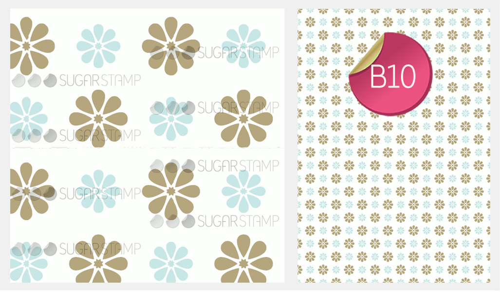 Sugar Stamp Sheet - Pattern Mocha & Duck Egg Images