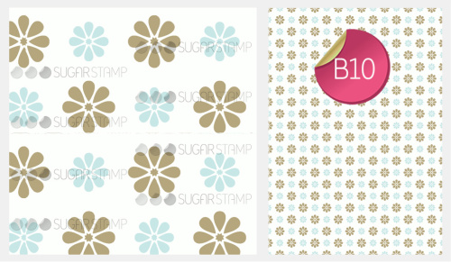 Sugar Stamp Sheet - Pattern Mocha & Duck Egg Images