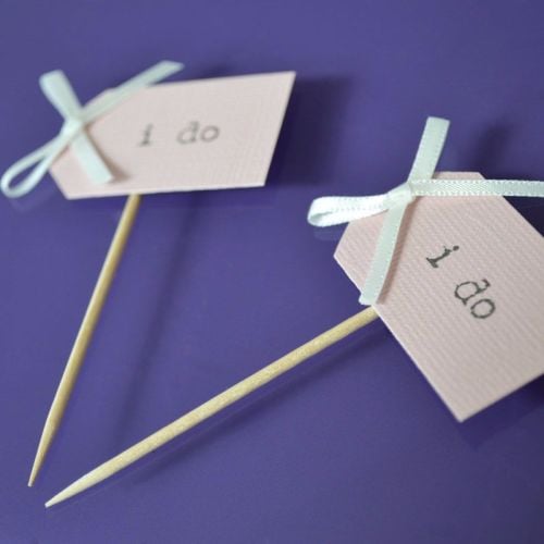 Vintage Party Picks - I do - Blush Pink Card with Ivory Bows