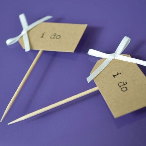Vintage Party Picks - I do - Kraft Card with Ivory Bows