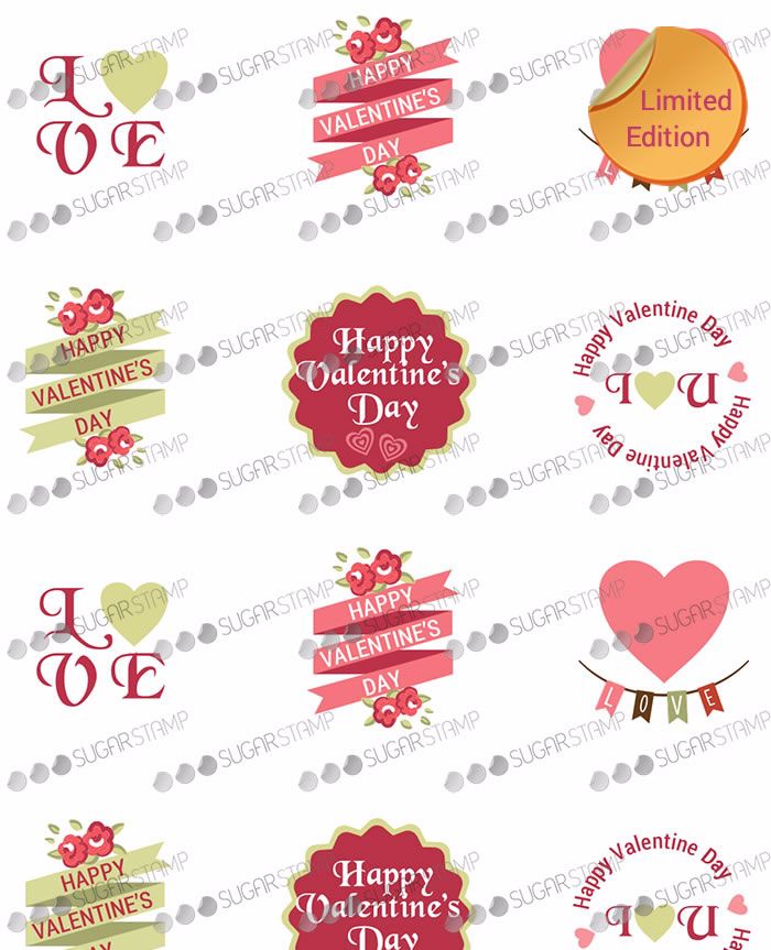 Sugar Stamp Sheet - Valentine's Day H08