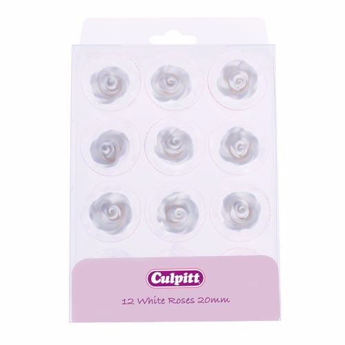 Sugar Flowers - Rose 20mm (12 Pieces) - White
