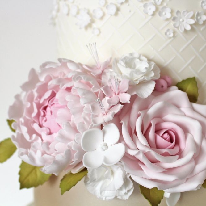 3 Tier Rose & Peony Wedding Cake