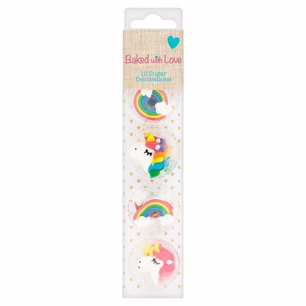 Unicorn & Rainbow Sugar Pipings - Pack of 12 Baked With Love
