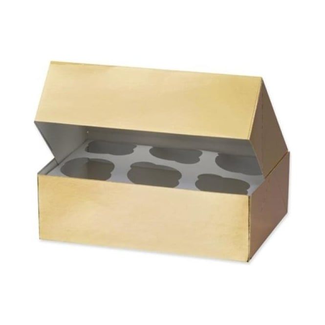Cupcake Boxes for 6 Cupcakes - GOLD