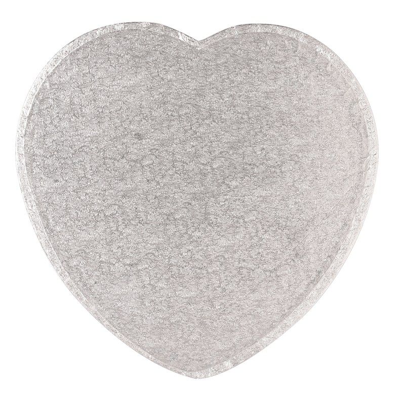 Cake Drum - 10" Heart Shaped Silver
