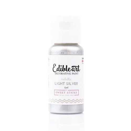 Sweet Sticks Edible Art Paint 15ml - Light Silver