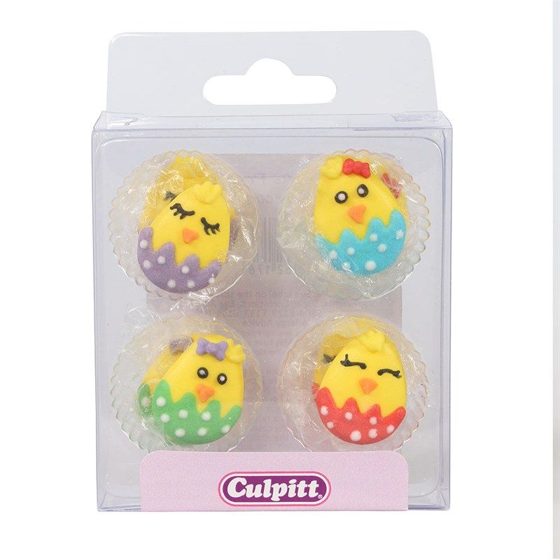 Cute Baby Chick Sugar Pipings - Pack of 12