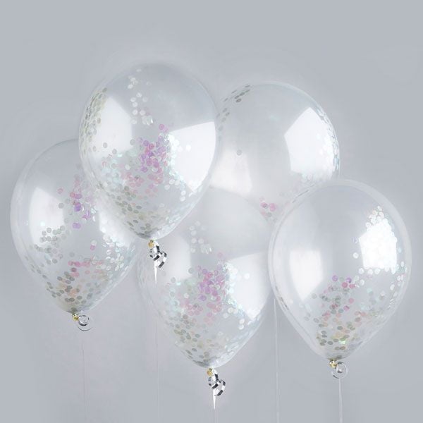 Mini Confetti Balloon Wands - Iridescent Pack of 5