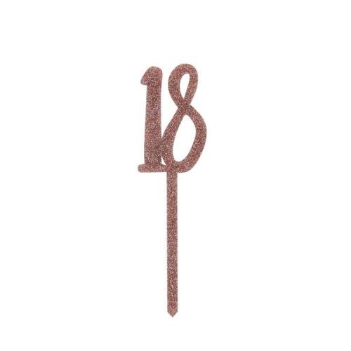 Rose Gold Glitter Acrylic Cake Topper - 18