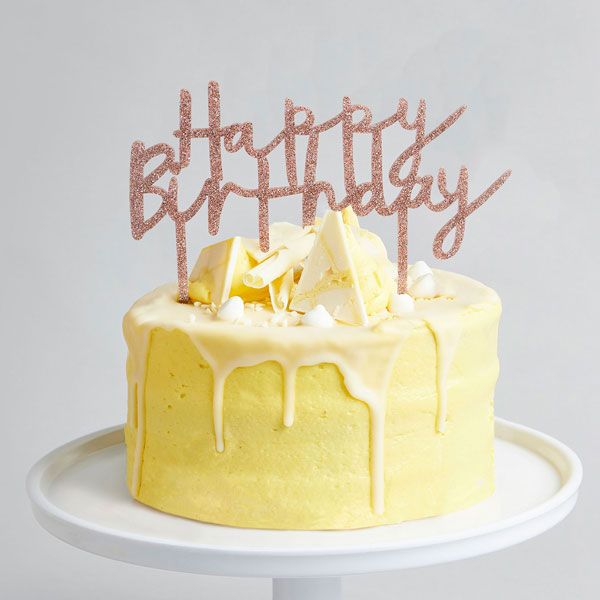 Rose Gold Glitter Acrylic Cake Topper - Happy Birthday
