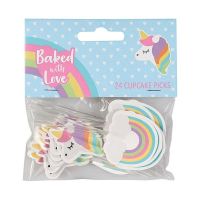 Baked with Love - Unicorn and Rainbow Decorative Pics - Pack 24