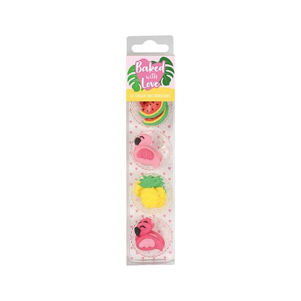 Baked with Love - Tropical Flamingo Cupcake Decorations - Pack of 10