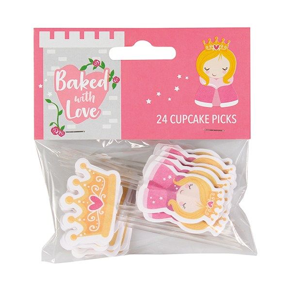 Baked with Love Princess Decorative Pic - Pack 24