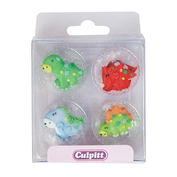 Cute Dinosaurs Sugar Pipings - Pack of 12