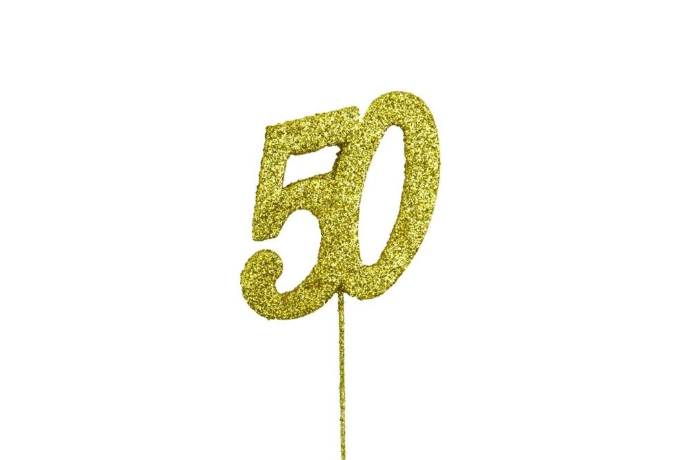 Glitter Pick Gold 50 - Golden Wedding Anniversary Cake Decoration ...