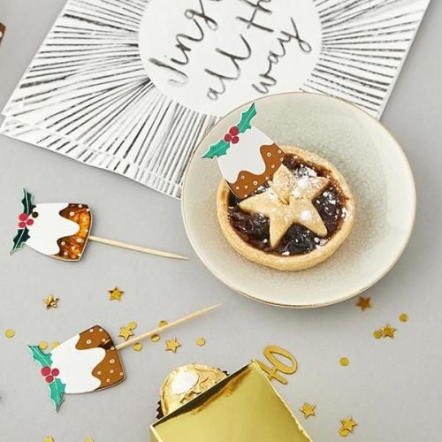 Christmas Pudding Food Picks Pack of 6