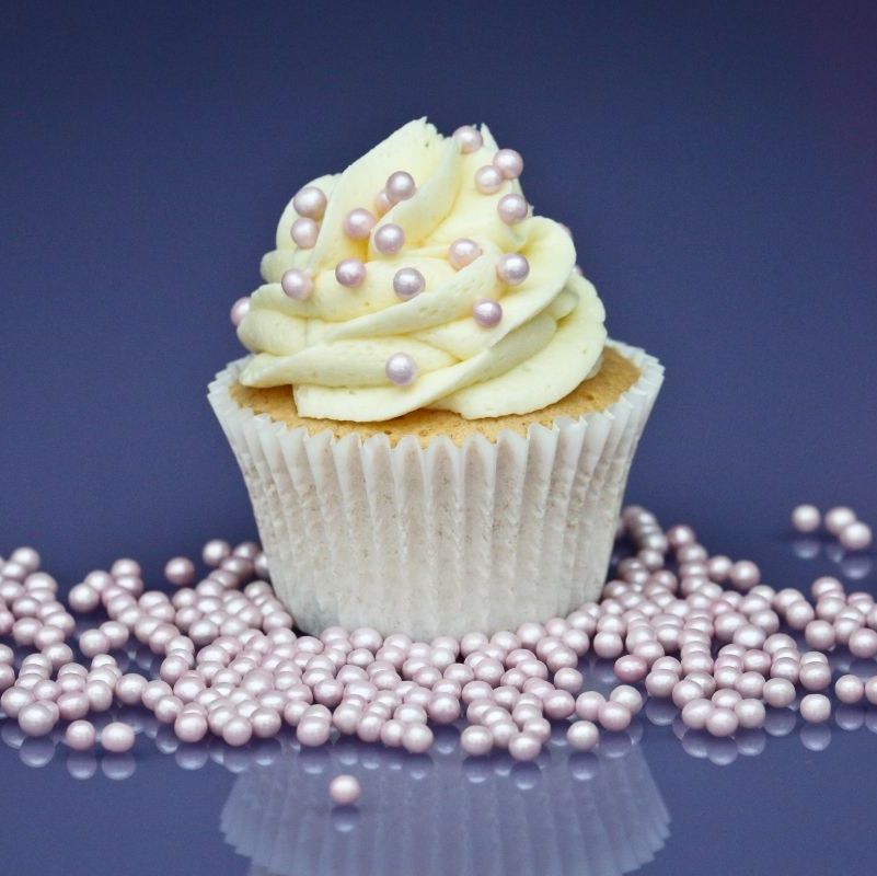 Purple Cupcakes Pale Pink 4mm shimmer edible pearls/balls for cake ...