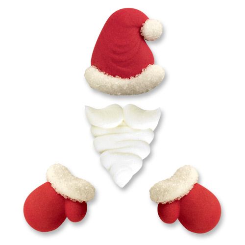 Sugar Santa Hats, Beard & Gloves - Pack of 6