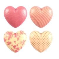 Hollow White Chocolate Hearts with Pink Decorations - Pack of 4