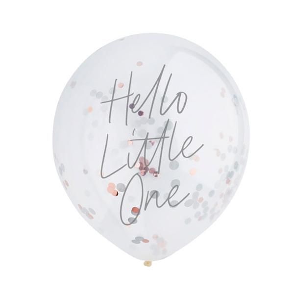 12" Confetti Balloons - Hello Little One (Pack of 5) Rose Gold