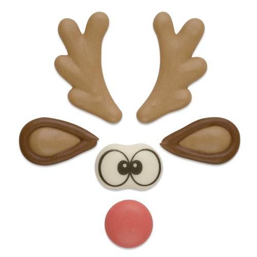 Funny Rudolph Reindeer Sugar Set - Antlers, Ears, Nose & Eyes (3 Sets)