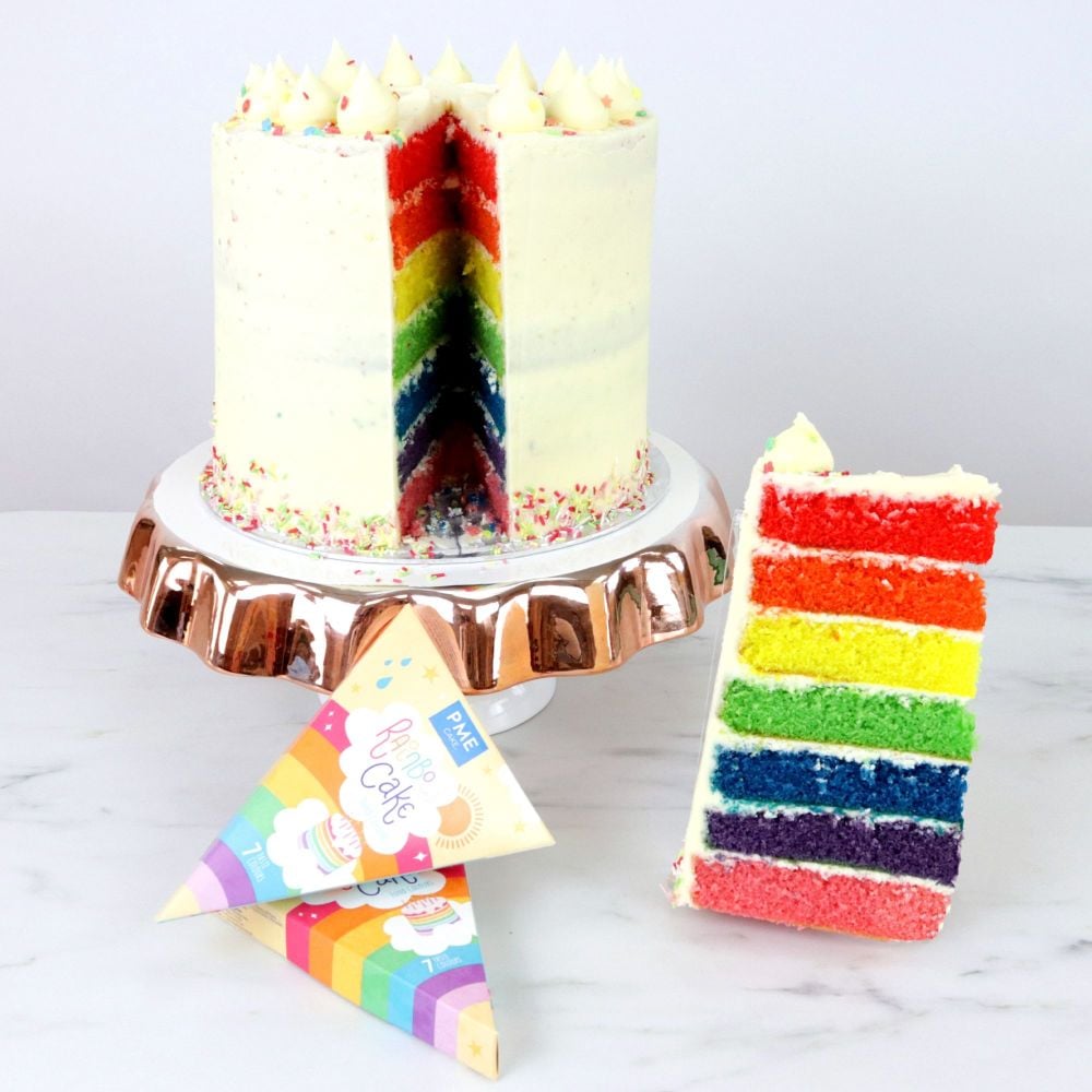 PME Rainbow Cake - Food Colour Kit (7 x 10g colours) with Recipe Card
