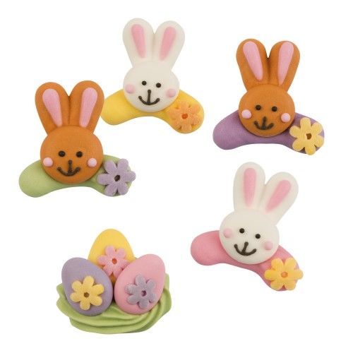 Sugar Easter Eggs & Easter Bunny Rabbits Assorted Colours (Pack of 8)