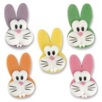 Marzipan Sugar Bunny Rabbit Heads Assorted Colours (Pack of 5)