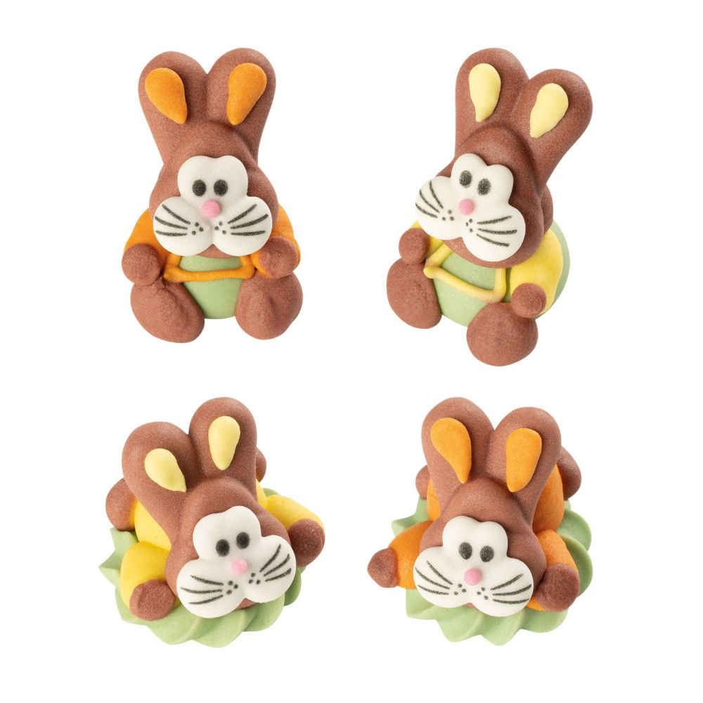Sugar Easter Bunny Rabbits SITTING Assorted Colours (Pack of 4)