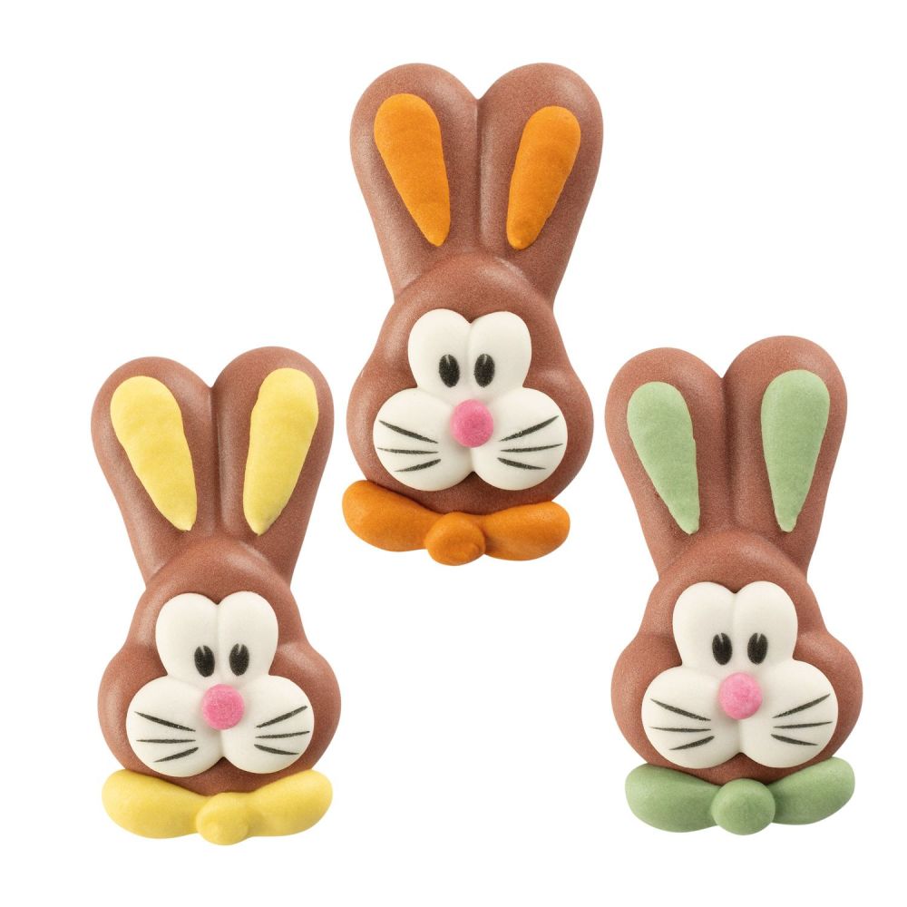 Sugar Easter Bunny Large FACES Assorted Colours (Pack of 6)