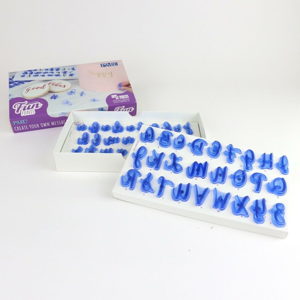 PME Fun Fonts Cake Stamp Set Upper Lower Case Letters 52 Pieces - PME-FF52