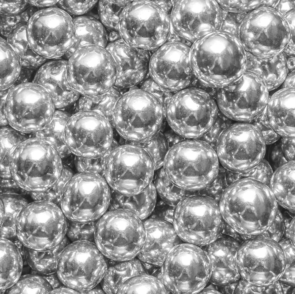 Edible 10mm Chocolate Filled Balls 80g - Metallic Shiny Silver