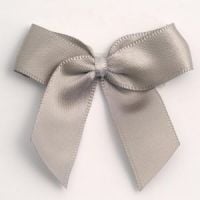 Satin Cakesicle  Bows - 5cm Self Adhesive Pack of 12 - SILVER