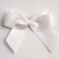 Satin Cakesicle  Bows - 5cm Self Adhesive Pack of 12 - WHITE