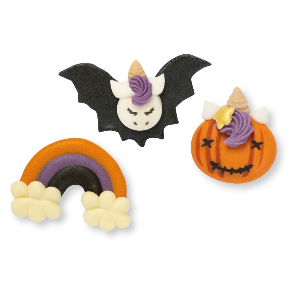 Halloween Sugar Unicorn BAT, RAINBOW & PUMPKIN - Pack of 6 (Assorted 2 each)