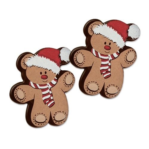Dark Chocolate Squares 30mm with Cute CHRISTMAS Bear (Pack of 12)
