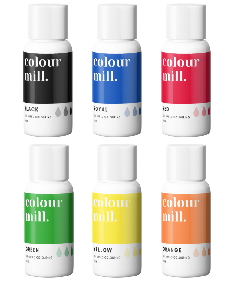 Colour Mill 20ml (6 Pack)  PRIMARY - Black, Royal, Red, Green, Yellow & Orange