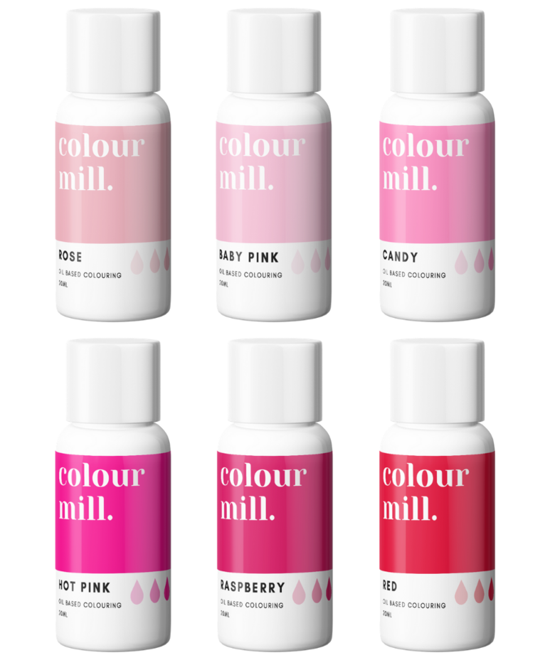6 Pack  Pinks - Colour Mill 20ml  - Baby Pink, Rose, Candy, Hot Pink, Raspberry & Red