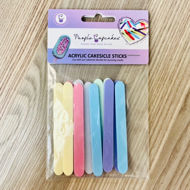 Purple Cupcakes Acrylic Ice Cream Sticks - PASTEL (Pack of 12)